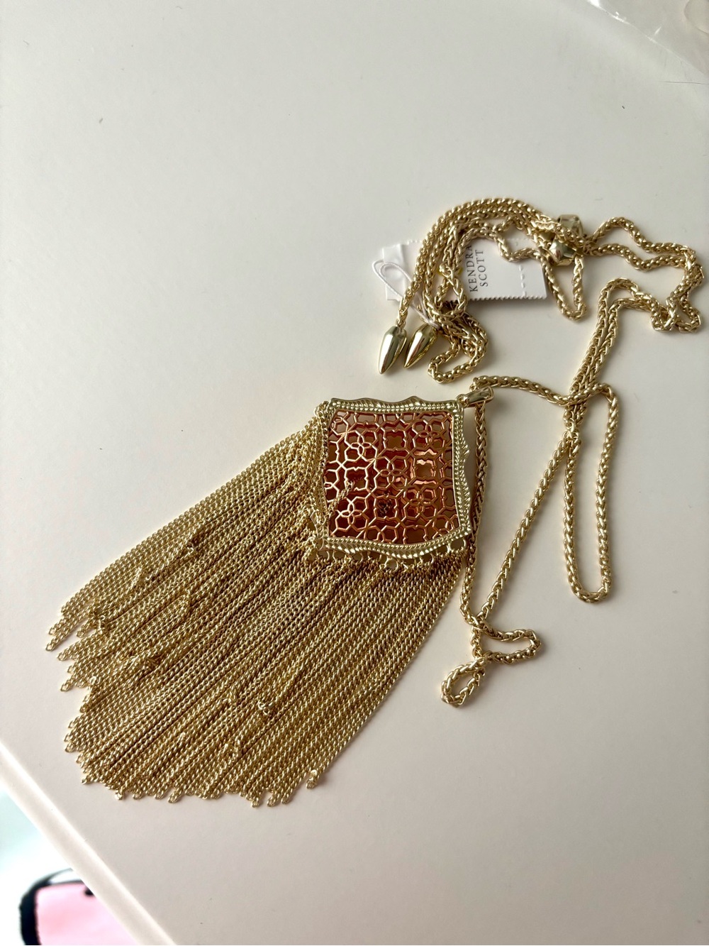 Kendra Scott Kingston Filigree Necklace Rose Gold